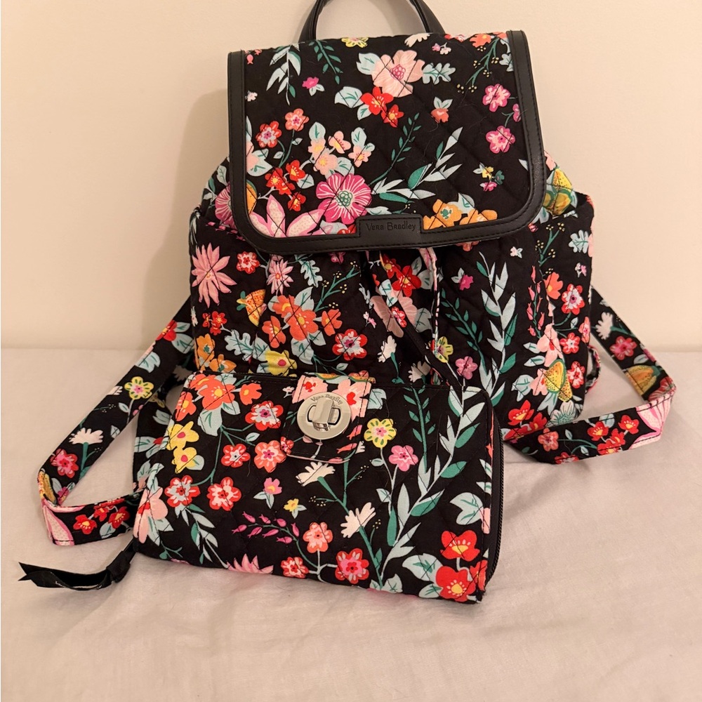 Vera Bradley Tangerine Twist Backpack with  Matching Wallet